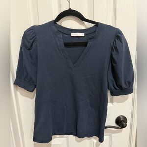 SIX / FIFTY Dark Blue Puff Sleeve Tee S